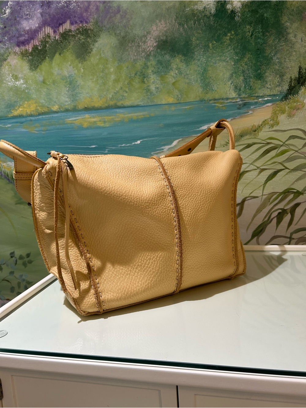 The Sak Los Feliz Pebble Grain Leather Hobo Bag in Buttercream (Soft Yellow) - Picture 8 of 16